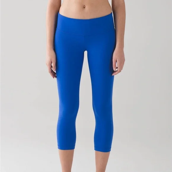 Rare blue Lululemon Wunder Under Crop III (21")Cerulean Blue - Picture 4 of 4
